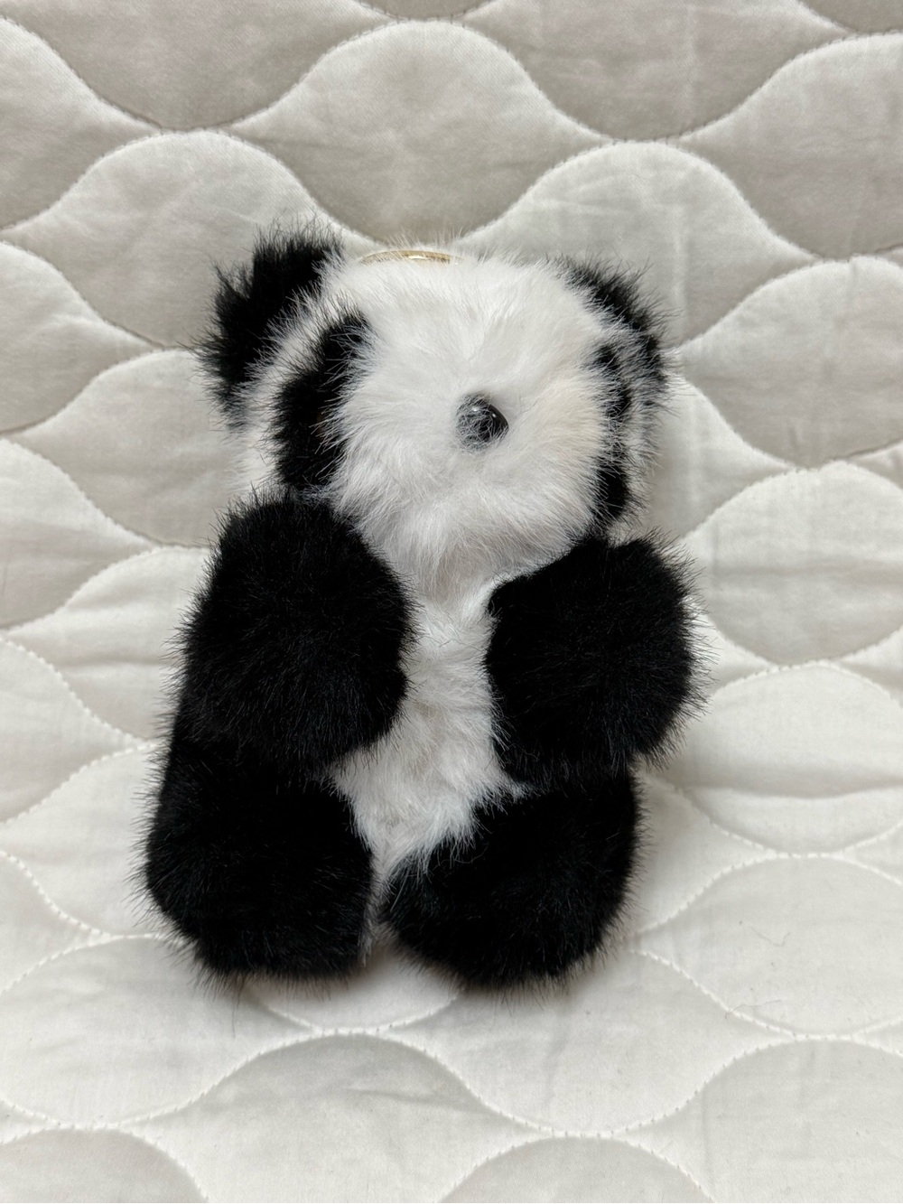 Plush Panda Keychain - Black & White Faux Fur